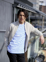 天竺ジップカーディガン