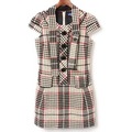 半袖ノーカラーチェックワンピース 36 バーバリーブルーレーベル 71488 BURBERRY BLUE LABEL ホワイト レディース