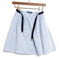 紐ベルト付ボーダーフレアスカート 36 バーバリーブルーレーベル 69471 BURBERRY BLUE LABEL ブルー レディース
