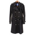 裏地チェックウエストベルト付トレンチコート 38 バーバリーブルーレーベル 70979 BURBERRY BLUE LABEL ブラック レディース