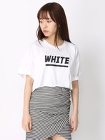 WEGO/クロップドロゴ5分袖Tee