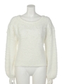 レースシアーシャギーニットTOP/WHT
