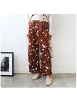 花柄ベロアパンツ/ボルドー