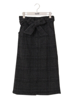 グレンチェックナロースカート/ブラウン