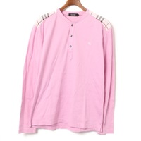 ショルダーチェックヘンリネックロングスリーブカットソー 3 バーバリーブラックレーベル 73919 BURBERRY BLACK LABEL ピンク メンズ