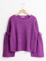 レースアップフレアスリーブニットプルオーバー/オフ