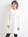 ショルダーレースシャギーワンピース/アイボリー