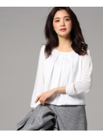 [L]タックジョーゼットブラウス/ホワイト(001)