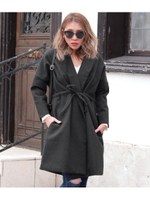 ドローストリングウールタッチコート/ダークグレー(028)