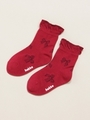 BABY ストライプリボンジャガード ソックス/レッド