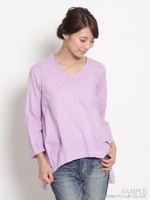 ヴィンテージクロスアシンメトリーブラウス/ピンク