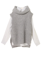 SET2点 タートルニット+シャツ/杢グレー