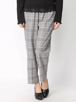 WEGO/チェックタックテーパードパンツ