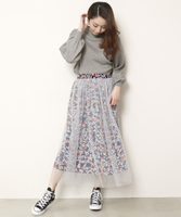 花柄チュールスカート