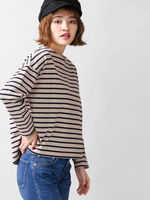 WEGO/バスクボーダーボートネックロングTシャツ