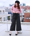 フェイクウールラッピングワイドパンツ