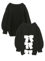BACK RIBBON KNIT TOP/ブラック