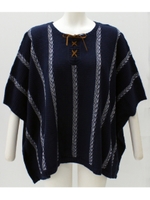 【Alluge】NATIVEレースアップニットトップス/ネイビー(018)