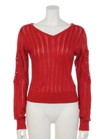 【sw】エンブロイダリーニットトップス/RED