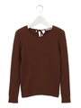 バックリボンリブニットプルオーバー/ブラウン