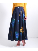 【Alluge】ビッグフラワープリントタックスカート/ピンク(008)