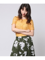 プリーツ加工Tブラウス/イエロー(024)