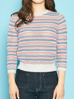 マルチボーダーニットプルオーバー/ライトグレー