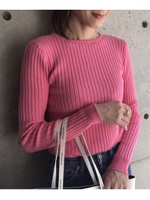 リブフィットニット/ラズベリーピンク(073)