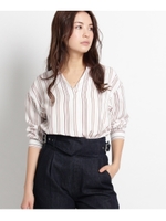 前タックストライプシャツ/ネイビー(393)