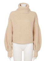 袖コンシャスタートルニット/ベージュ