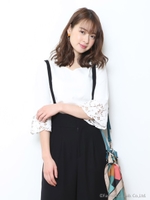 【ドラマ着用】袖スカラ刺繍ブラウス (追加生産)/ホワイト