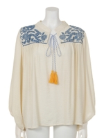 【Shelly island】刺繍チュニックブラウス/ホワイト