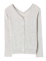 ・ビジュー釦2wayニットカーディガン/杢ライトグレー