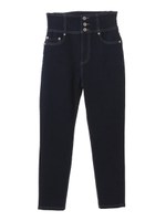 【パンツ】ハイウエストスキニーデニムパンツ/ブルー