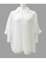 【Settimissimo】オープンカラーストライプドルマンシャツ/オフホワイト(002)