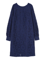 パフスリーブＡラインレースワンピース/ワイン(070)