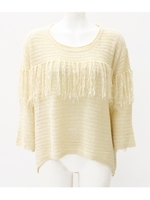 【Settimissimo】フリンジテールカットニットトップス/ベージュ(005)