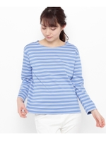 ボーダーロングTシャツ/ライトブルー(391)
