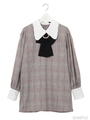 クレリックチェックワンピ/ベージュ