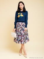 グログランフラワースカート/ブラック