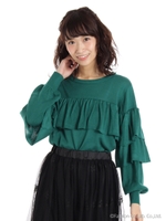 2段フリルニット/ミドリ