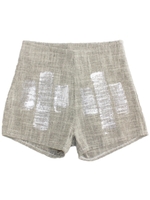 ITALY シルバーペイントプリントショートパンツ/ベージュ(005)