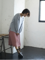 ・プリーツミディスカート/ライトピンク