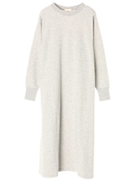 ・軽量裏毛ロングスリットワンピース/杢グレー