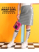 【ANAP GIRL】ニットツイルテープ付タイトスカート/ブラック/ホワイト(051)