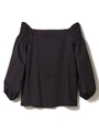 ポプリンオフショルバルーンブラウス/ブラック