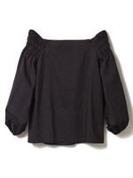 ポプリンオフショルバルーンブラウス/ブラック