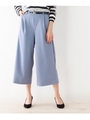 合皮ベルト付カットジョーゼットワイドパンツ/ライトブルー(091)