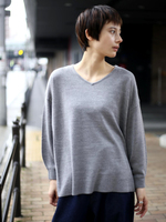 カシミヤタッチVネックニット