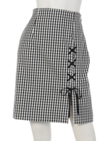 サイドスピンドルチェックスカート/ネイビー